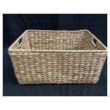 Woven rectangular wicker basket, 10" h. X 21" w.