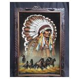 Signed & framed painting on velvet