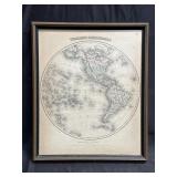 Lithograph page from book of western hemisphere