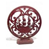 Vintage wrought iron clipper ship decor, 18 1/2"