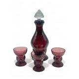 4pc Mid century amethyst glass decanter set 9