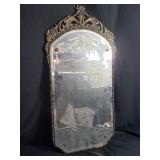 Vintage etched wall mirror