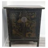 Asian hand-painted wood cabinet