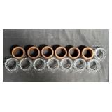 Group of napkin rings in pb lucite & hand carved