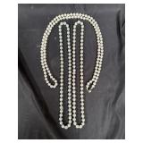 Pair of silk beaded necklaces & 1 faux pearl