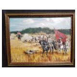Framed oil painting on board