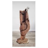 Signed cast iron Gecko sculpture mounted on a