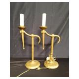 Pair of aluminum table lamps