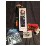 Group of miscellaneous doll, garden decoration,