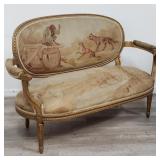 Antique French gilt wood tapestry settee