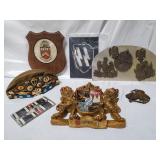 Group of military plaques, hat etc
