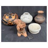 Group of hand made pottery, porcelain,
