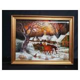 Framed signed reverse painting