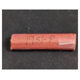 Roll of 1951 Lincoln Wheat Cent coins. In case