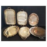 Group of silver plated serving trays