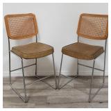 Pair of Cesca style Chromcraft caned back seat