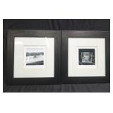 Pair of framed pencil signed photographs