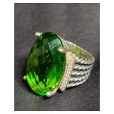 Sterling silver cocktail ring with diamonds and