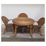 Wicker rattan table set with 3 chairs