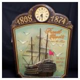 Vintage French Clippers Over the Sea wood quartz