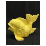 Large painted terra cotta fish decor, 17" h. X