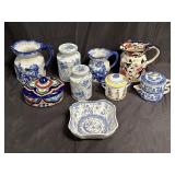 Group of hand made porcelain pitchers, bowls &