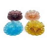 Vintage 8pc Colony ruffled edge glass bowl and