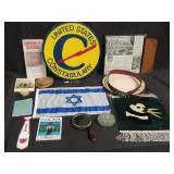 Group of miscellaneous, Israel flag, marbles,