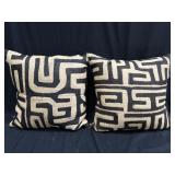 Pair of handwoven Kuba cloth down filled throw
