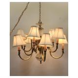 Vintage brass & crystal hanging swag lamp