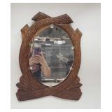 Carved wood wall hanging mirror