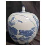 Asian hand-painted porcelain jar