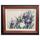 Framed floral embroidery