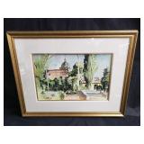 Signed and dated watercolor in frame