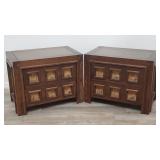 Pair of mid century cork checker 2 drawer