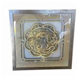 Framed vintage Asian wood wall art