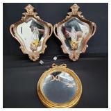 Group of  mirrored wall sconces and a gilt f
