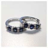 14k White gold diamond + sapphire earrings 6.16g