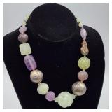 Silver + jadeite + amethyst 16" bead