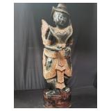 Vintage Thai wood sculpture, 39" h. x 13" diam.