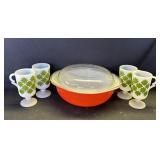 Vintage Pyrex bowl and cups