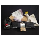 Box of miscellaneous outdoorsman items