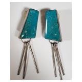 Pair of sterling and turquoise earrings D/L Garcia