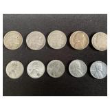 Group of buffalo nickles and steel Pennies total