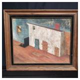 Mixed media on artist board surrealism signed,