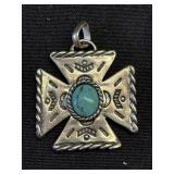 Vintage sterling silver turquoise pendant