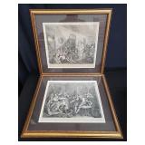 Pair of framed book plates