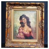 Signed nude oil painting on canvas