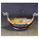 Vintage silver Norwegian viking salt holder boat