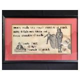 Vintage framed ink & engraving collage